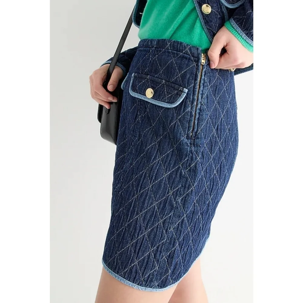 26. J.Crew Quilted denim mini skirt